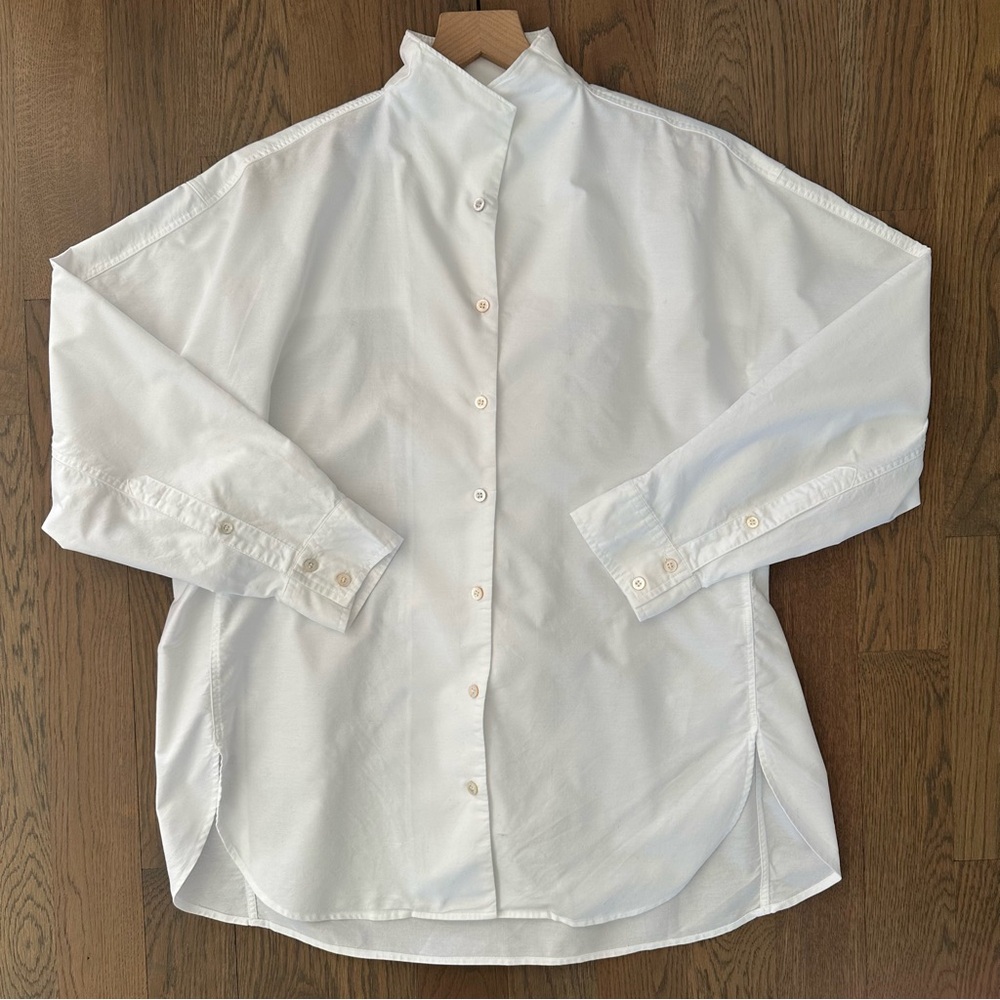 AYR The Tate Oxford Cloth Collared Long Sleeve Shirt in White Size Large - Picture 3 of 10